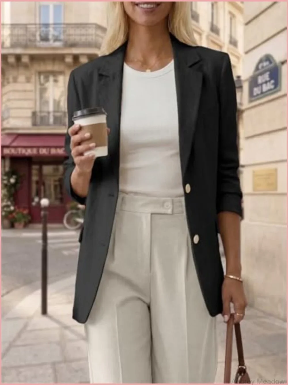 Linen-Blend Long Open-Front Blazer Lightweight Casual Work